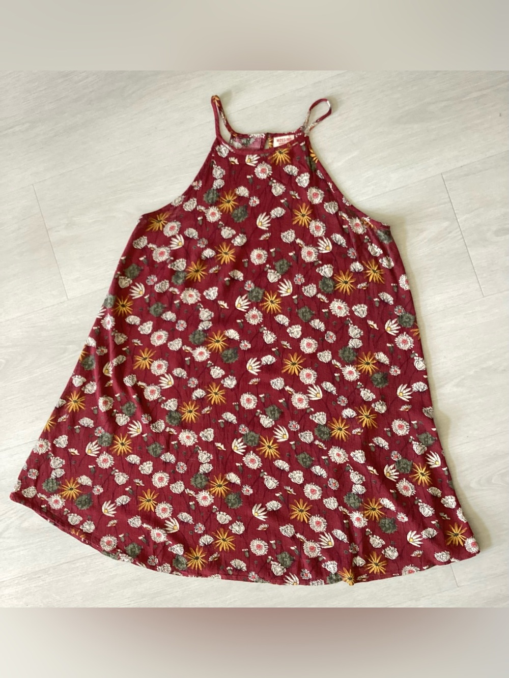 Mossimo Supply Co. XL Burgundy Floral Daisy Printed Sun Dress